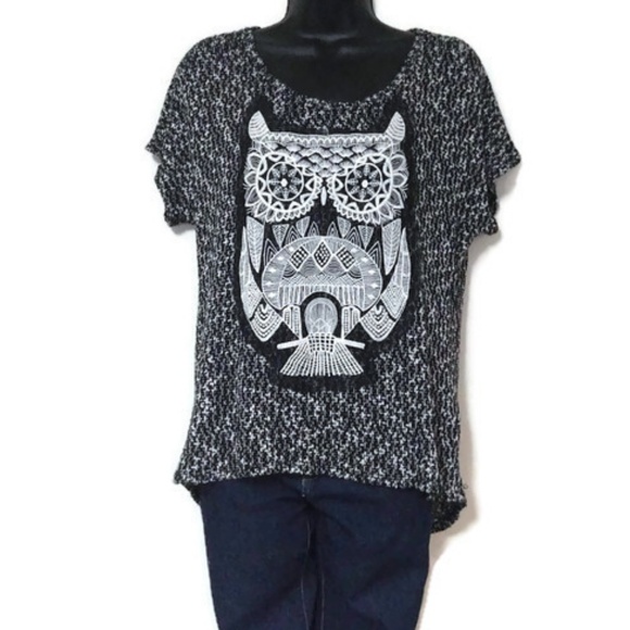 Blu Planet Knit Embroidered Owl Blouse XL - Picture 2 of 8